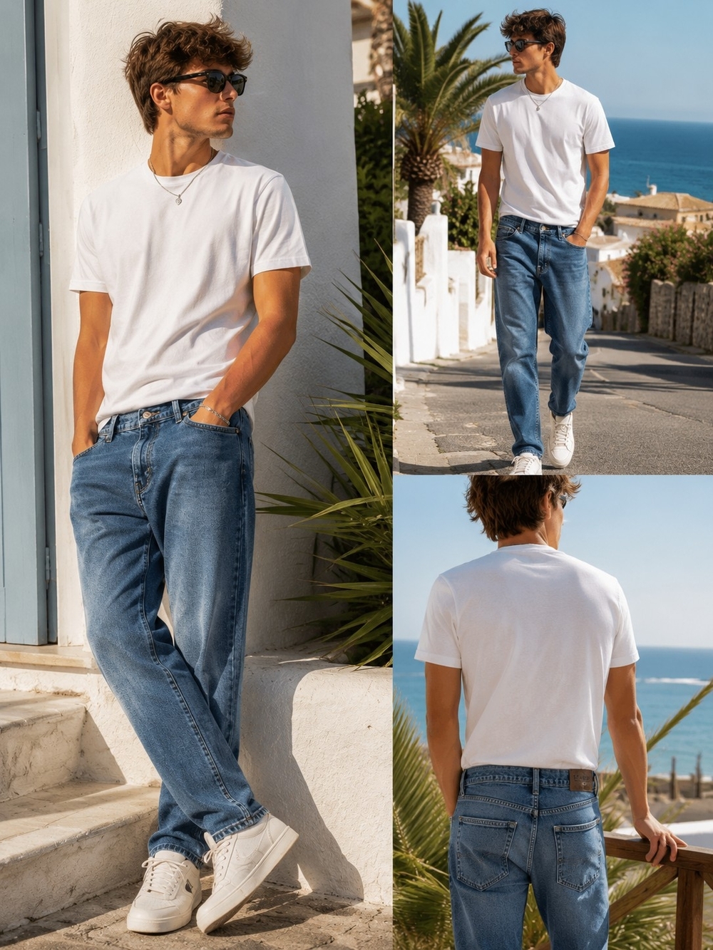 Relaxed Fit Men's Jeans in Medium Blue Denim